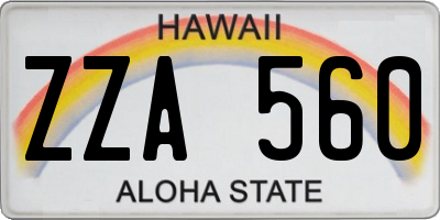 HI license plate ZZA560