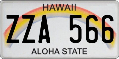 HI license plate ZZA566