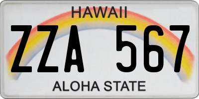 HI license plate ZZA567