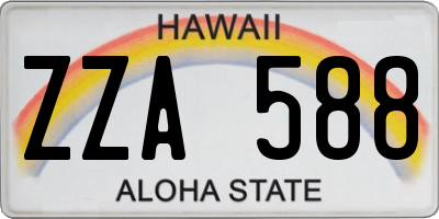 HI license plate ZZA588
