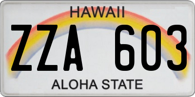 HI license plate ZZA603