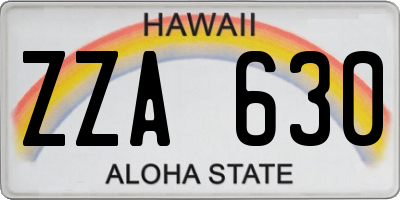 HI license plate ZZA630