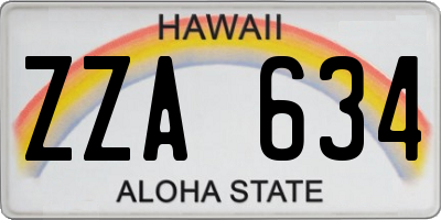 HI license plate ZZA634