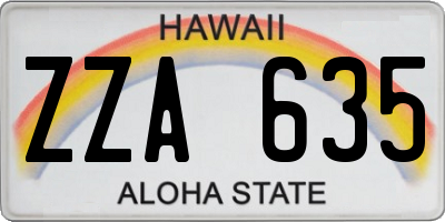 HI license plate ZZA635