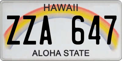 HI license plate ZZA647
