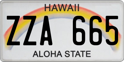 HI license plate ZZA665