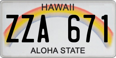 HI license plate ZZA671