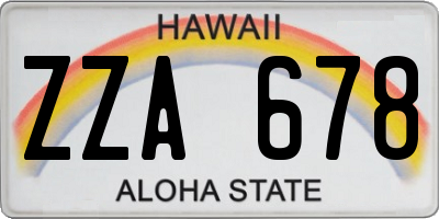 HI license plate ZZA678