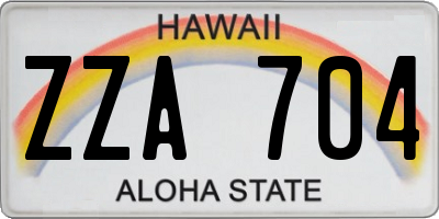 HI license plate ZZA704