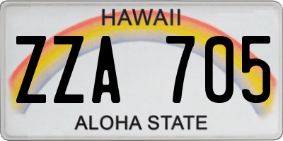 HI license plate ZZA705