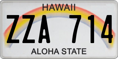HI license plate ZZA714