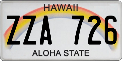 HI license plate ZZA726