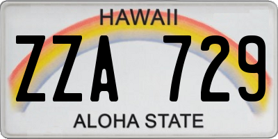 HI license plate ZZA729
