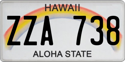 HI license plate ZZA738