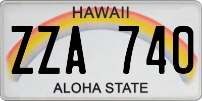HI license plate ZZA740