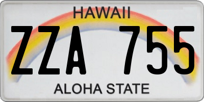 HI license plate ZZA755