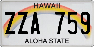HI license plate ZZA759