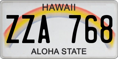 HI license plate ZZA768
