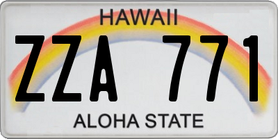 HI license plate ZZA771