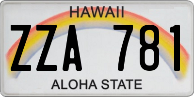 HI license plate ZZA781