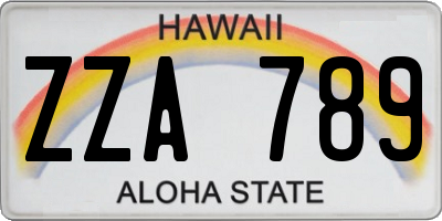 HI license plate ZZA789