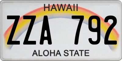 HI license plate ZZA792
