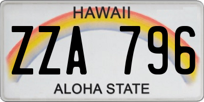 HI license plate ZZA796