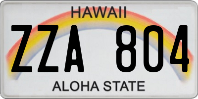 HI license plate ZZA804