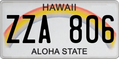 HI license plate ZZA806