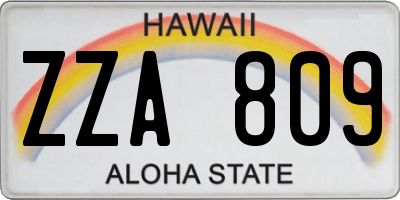 HI license plate ZZA809