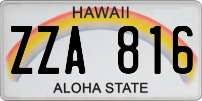 HI license plate ZZA816