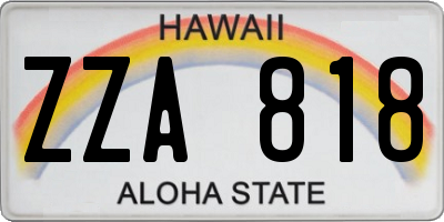 HI license plate ZZA818