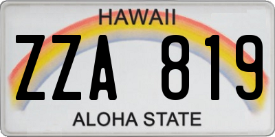 HI license plate ZZA819
