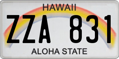 HI license plate ZZA831