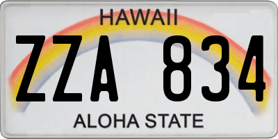 HI license plate ZZA834
