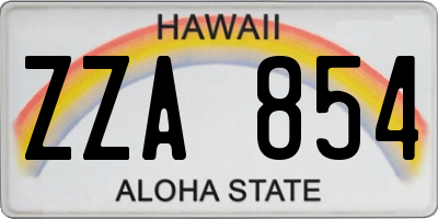 HI license plate ZZA854