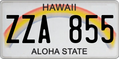 HI license plate ZZA855