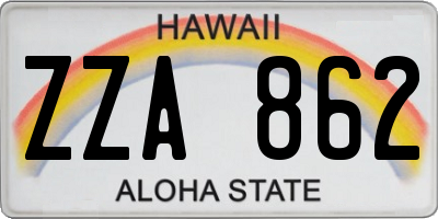 HI license plate ZZA862