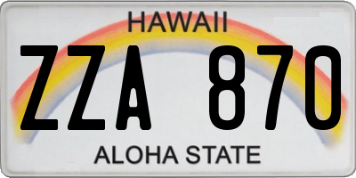 HI license plate ZZA870