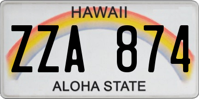 HI license plate ZZA874