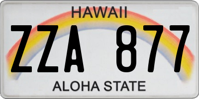 HI license plate ZZA877