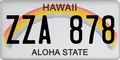 HI license plate ZZA878