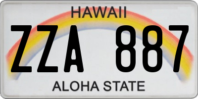 HI license plate ZZA887