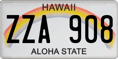 HI license plate ZZA908