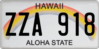 HI license plate ZZA918