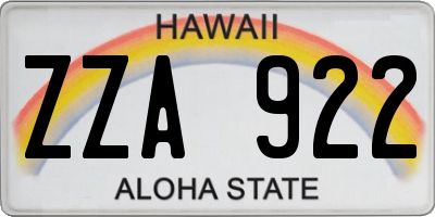 HI license plate ZZA922