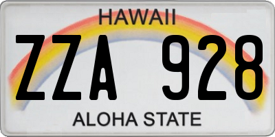 HI license plate ZZA928