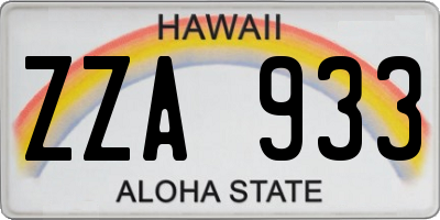 HI license plate ZZA933