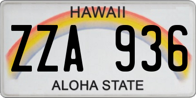 HI license plate ZZA936