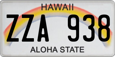 HI license plate ZZA938